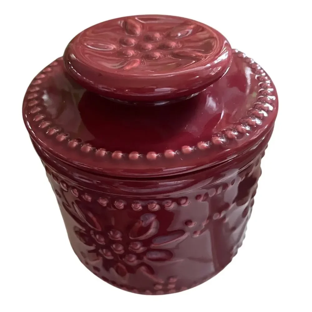 Temp-tations Butter Keeper Crock Old World Ceramic Stoneware